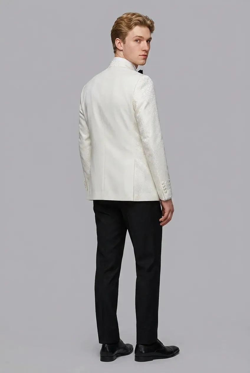 Linen Majesty - White Paisley Mandarin - product image 18 | Nevo Suit