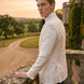 Linen Majesty - White Paisley Mandarin