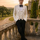 Linen Majesty - White Paisley Mandarin