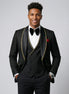 Man wearing The Obsidian Gilt black and gold damask 3-piece tuxedo set - Nevo Suits