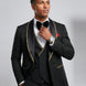 Obsidian Gilt - Black Damask Gold Trim 3-Piece Tuxedo - Nevo Suits