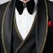 Obsidian Gilt - Black Damask Gold Trim 3-Piece Tuxedo - Nevo Suits