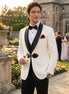 Regent Emblem - White & Black Jacquard Shawl 3-Piece Tuxedo