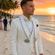 Oracle Emblem - White Silver Jacquard Shawl 3-Piece Tuxedo
