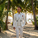 Oracle Emblem - White Silver Jacquard Shawl 3-Piece Tuxedo