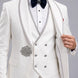 Oracle Emblem - White Silver Jacquard Shawl 3-Piece Tuxedo