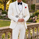 Oracle Emblem - White Silver Jacquard Shawl 3-Piece Tuxedo