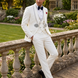 Oracle Emblem - White Silver Jacquard Shawl 3-Piece Tuxedo