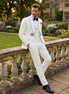 Oracle Emblem - White Silver Jacquard Shawl 3-Piece Tuxedo