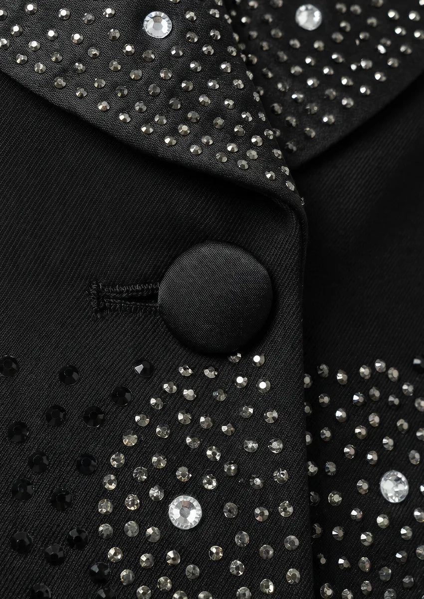 Obsidian Stardust - Black Crystal Embellished 3-Piece Tuxedo - Nevo Suits