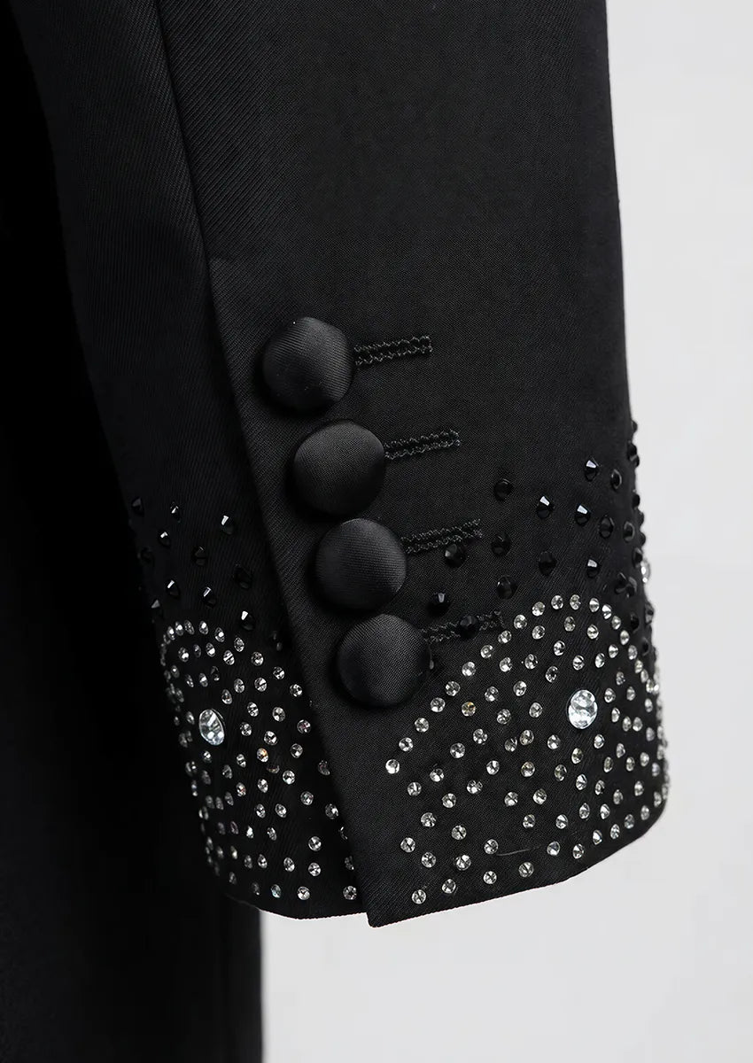 Obsidian Stardust - Black Crystal Embellished 3-Piece Tuxedo - Nevo Suits