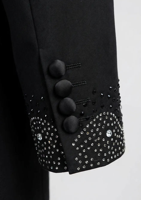 Obsidian Stardust - Black Crystal Embellished 3-Piece Tuxedo - Nevo Suits