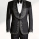 Man wearing The Obsidian Stardust black crystal embellished 3-piece tuxedo for prom - Nevo Suits