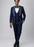 Stellar Nebula - Navy & Gold Crystal Shawl 3-Piece Tuxedo