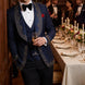 Stellar Nebula - Navy & Gold Crystal Shawl 3-Piece Tuxedo