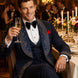 Stellar Nebula - Navy & Gold Crystal Shawl 3-Piece Tuxedo