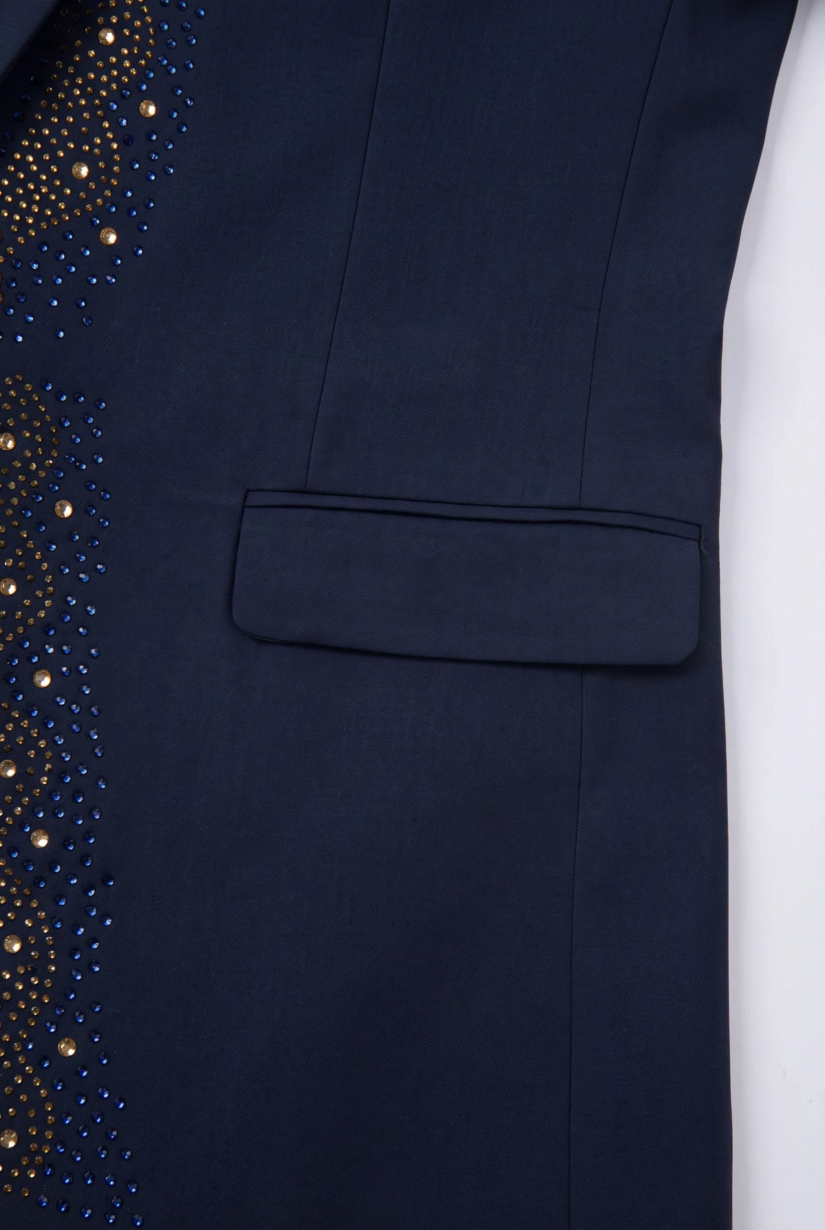 Stellar Nebula - Navy & Gold Crystal Shawl 3-Piece Tuxedo