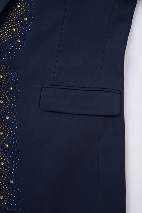 Stellar Nebula - Navy & Gold Crystal Shawl 3-Piece Tuxedo