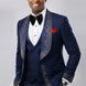 Stellar Nebula - Navy & Gold Crystal Shawl 3-Piece Tuxedo