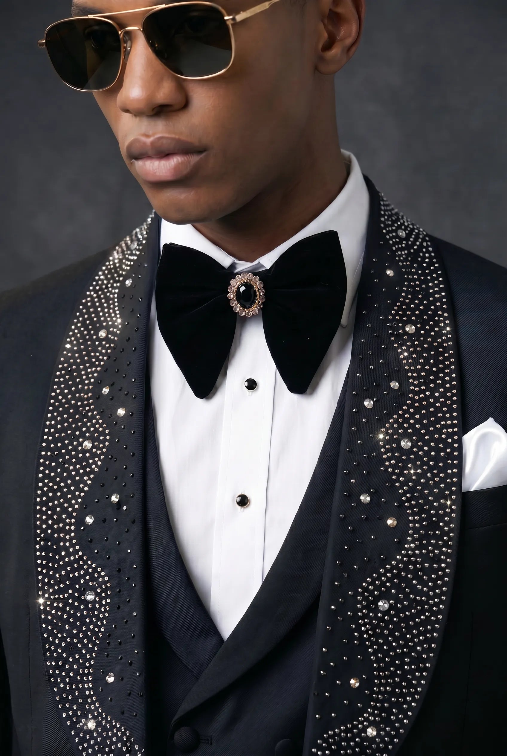 Astro Nebula - Black Crystal Shawl Tuxedo 3-Piece Tuxedo Set