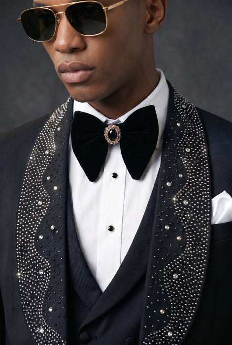 Astro Nebula - Black Crystal Shawl Tuxedo 3-Piece Tuxedo Set