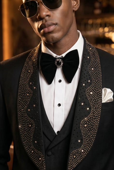 Astro Nebula - Black Crystal Shawl Tuxedo 3-Piece Tuxedo Set