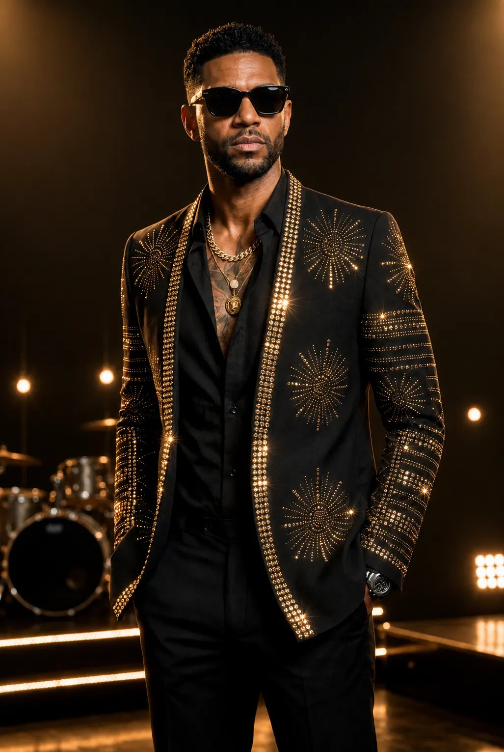Aten Pharaoh - Black & Gold Sunburst Crystal Dinner Jacket
