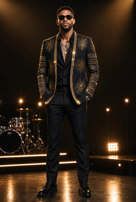 Aten Pharaoh - Black & Gold Sunburst Crystal Dinner Jacket