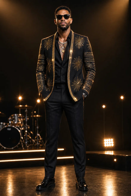 Aten Pharaoh - Black & Gold Sunburst Crystal Dinner Jacket