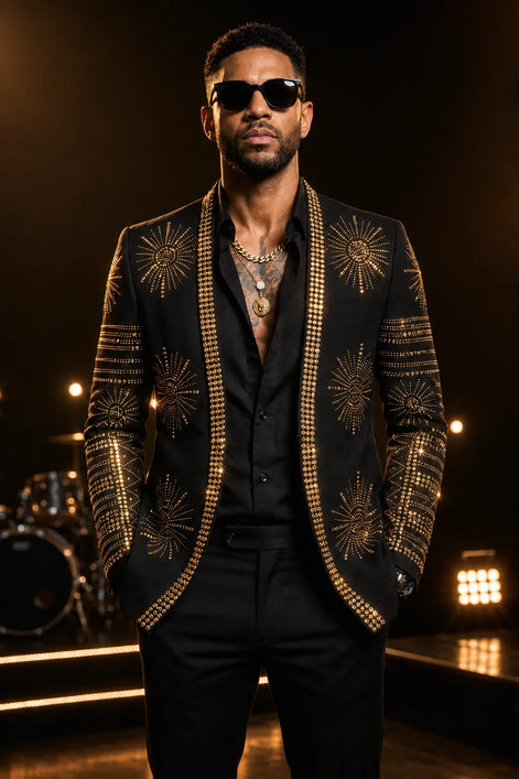 Aten Pharaoh - Black & Gold Sunburst Crystal Dinner Jacket