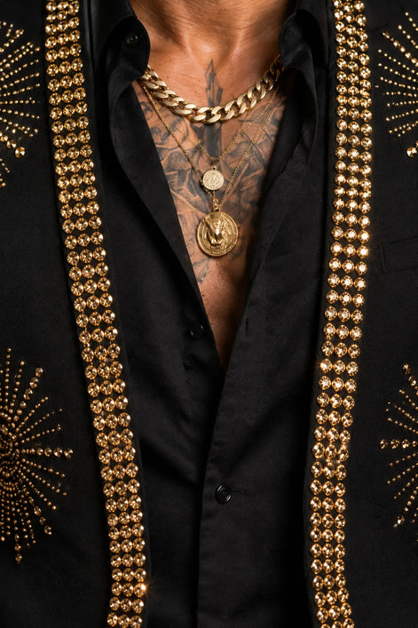 Aten Pharaoh - Black & Gold Sunburst Crystal Dinner Jacket