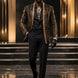 Aureate Pharaoh black dinner jacket with faceted gold crystal arch detailing, product view 3