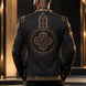 Aureate Pharaoh black dinner jacket with faceted gold crystal arch detailing, product view 7