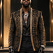 Aureate Pharaoh black dinner jacket with faceted gold crystal arch detailing, product view 2