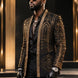 Aureate Pharaoh black dinner jacket with faceted gold crystal arch detailing, product view 4