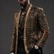 Aureate Pharaoh black dinner jacket with faceted gold crystal arch detailing, product view 13