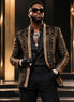 Aureate Pharaoh black dinner jacket with faceted gold crystal arch detailing, product view 1