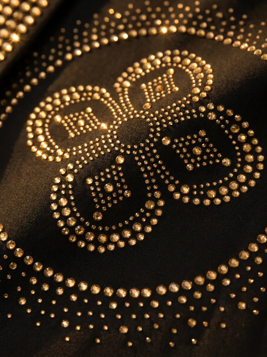Aureate Pharaoh black dinner jacket with faceted gold crystal arch detailing, product view 10