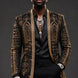 Aureate Pharaoh black dinner jacket with faceted gold crystal arch detailing, product view 12