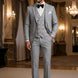 Sterling Pinstripe - Light Grey Textured 3-Piece Suit Set