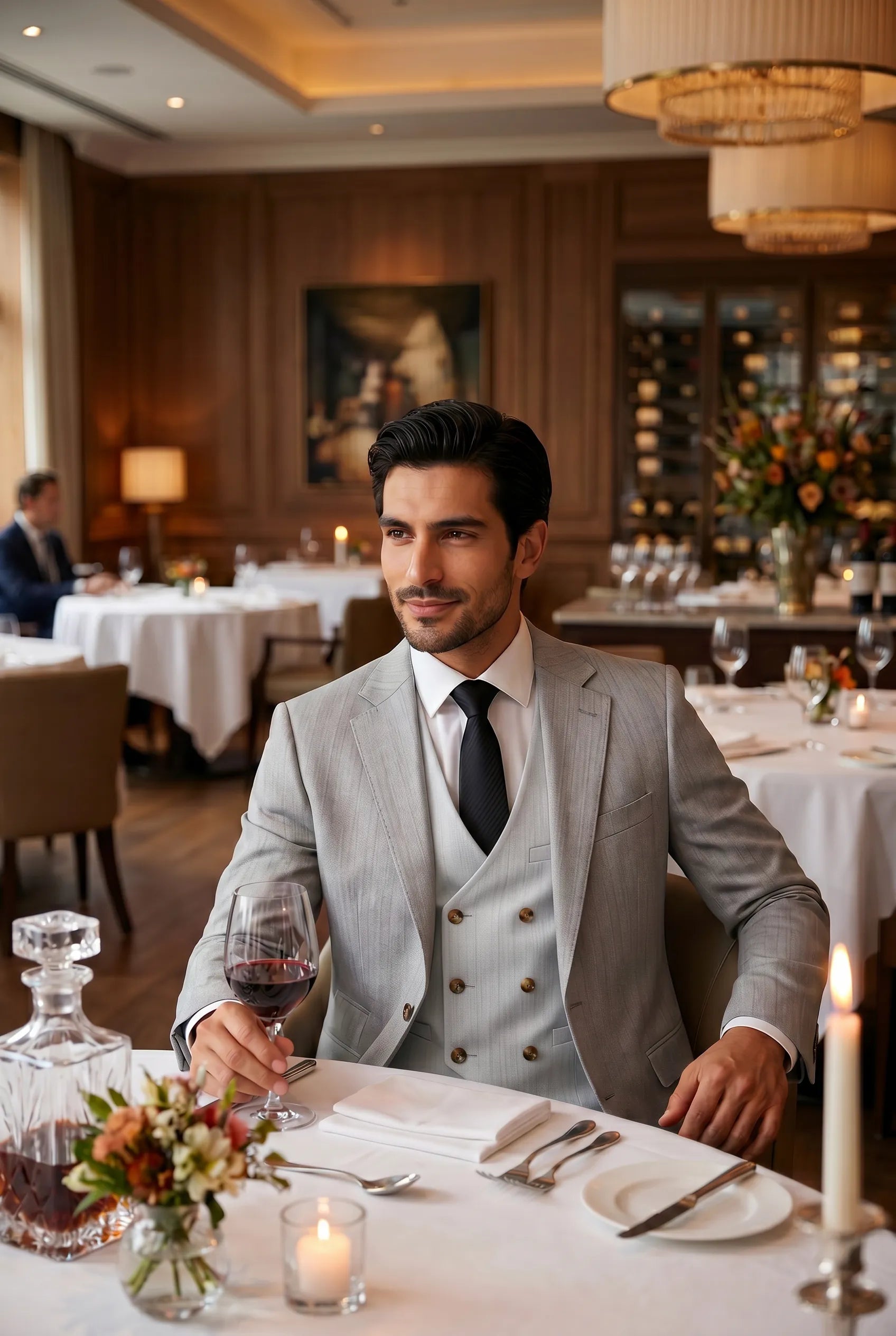 Sterling Pinstripe - Light Grey Textured 3-Piece Suit Set