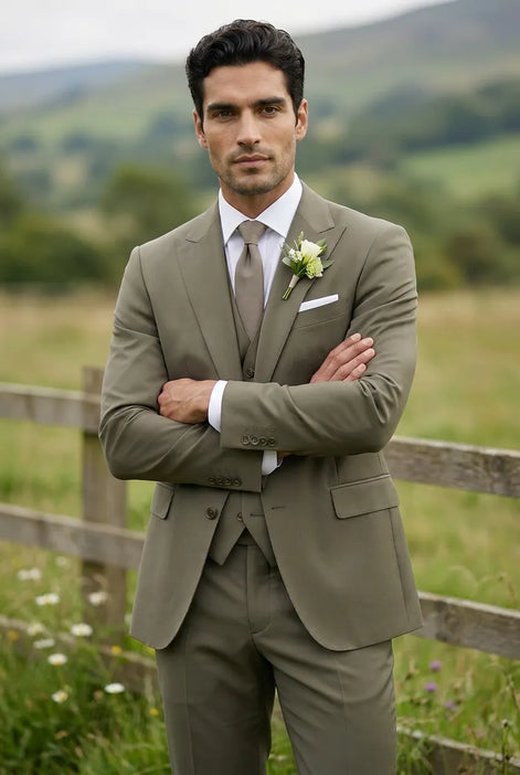 Olive Green Notched Lapel 3-Piece Suit by Nevo Suit - image 11