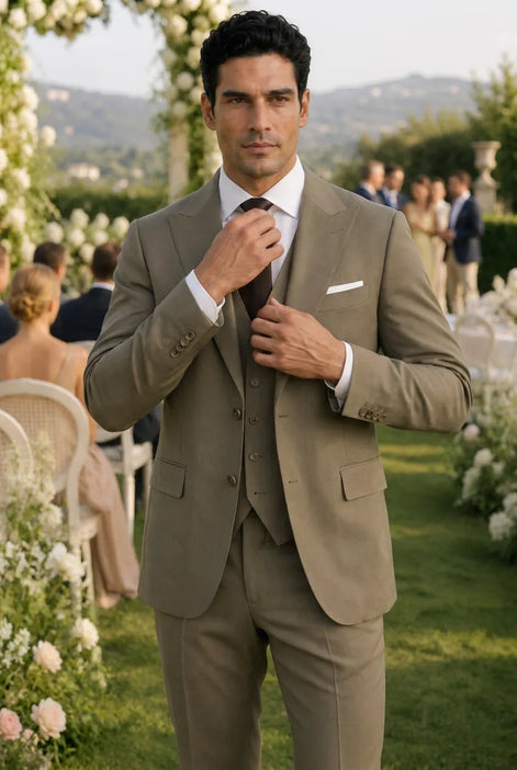 Olive Green Notched Lapel 3-Piece Suit by Nevo Suit - image 03