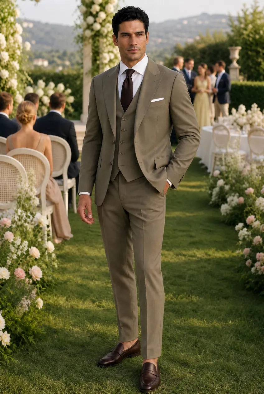 Olive Green Notched Lapel 3-Piece Suit by Nevo Suit - image 16