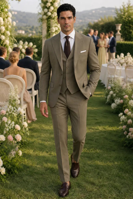 Olive Green Notched Lapel 3-Piece Suit by Nevo Suit - image 02
