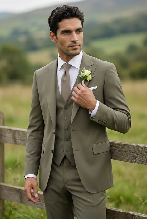 Olive Green Notched Lapel 3-Piece Suit by Nevo Suit - image 09