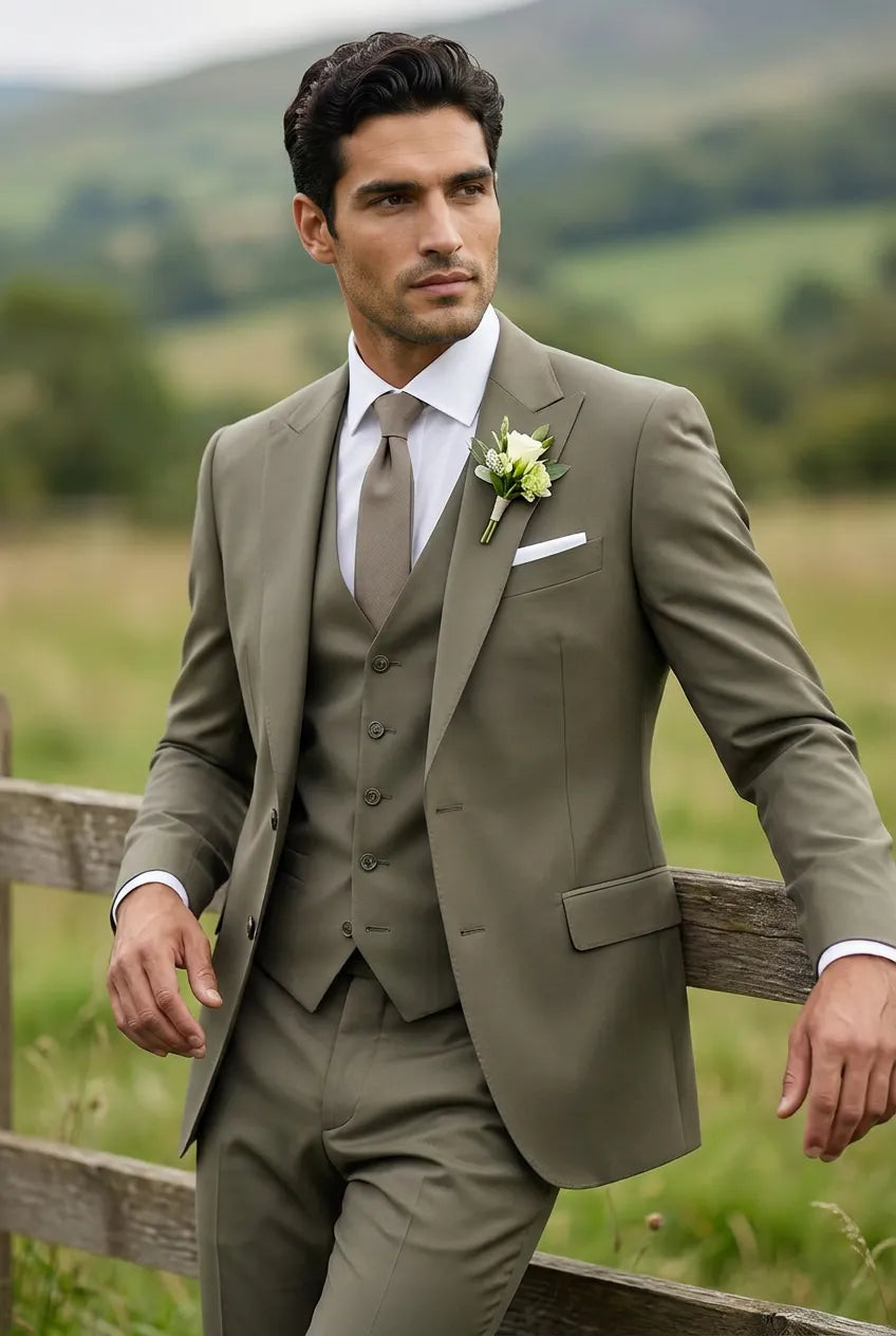 Olive Green Notched Lapel 3-Piece Suit by Nevo Suit - image 06