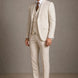 Sandstone Keystone - Ivory Beige Textured 3-Piece Suit