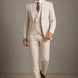 Sandstone Keystone - Ivory Beige Textured 3-Piece Suit