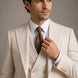 Sandstone Keystone - Ivory Beige Textured 3-Piece Suit